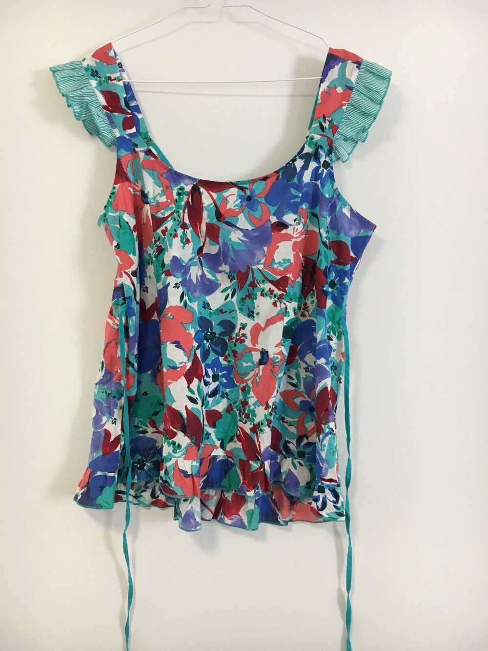 MARKS & SPENCER VEST TOP 16 GREEN PINK BLUE Flora… - image 3