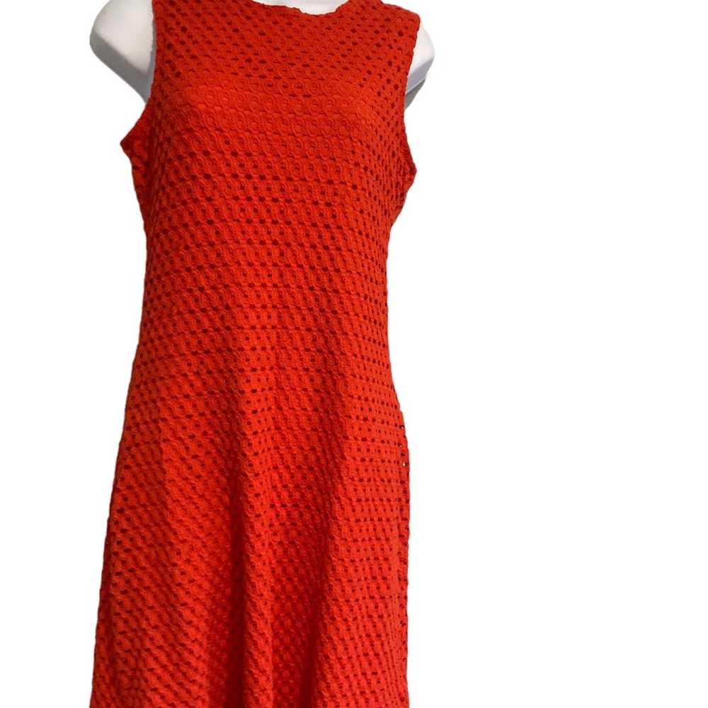 Sharagano Womens Lace Sleeveless Midi Dress Red S… - image 1