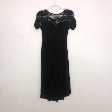 Black Floral Lace Midi Dress - image 1