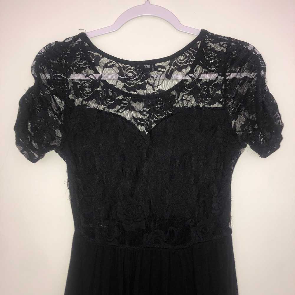 Black Floral Lace Midi Dress - image 4