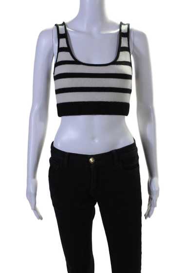 Frame Womens Scoop Neck Striped Cashmere Knit Crop