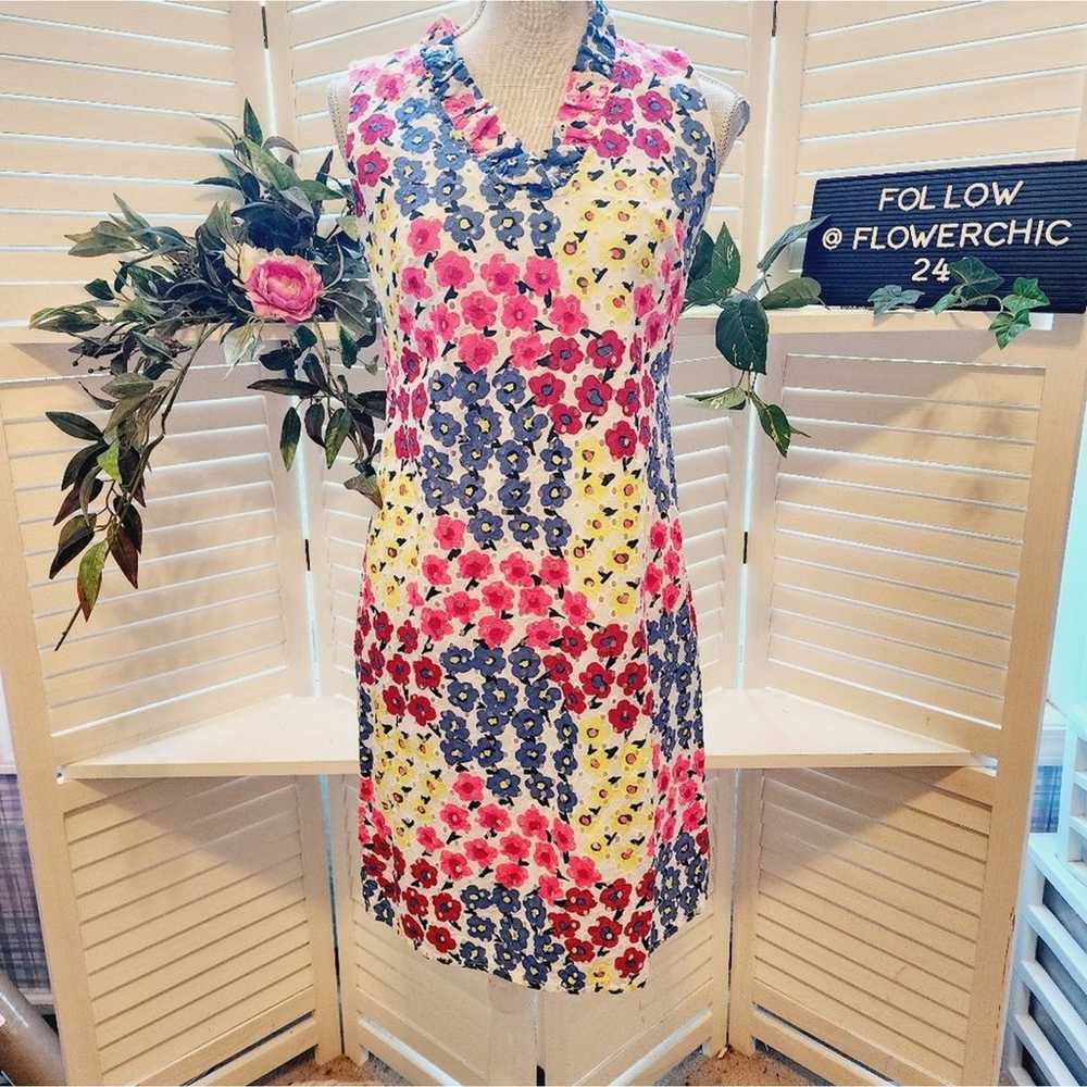 TALBOTS MULICOLOR FLORAL SHIFT DRESS SIZE 4 - image 2