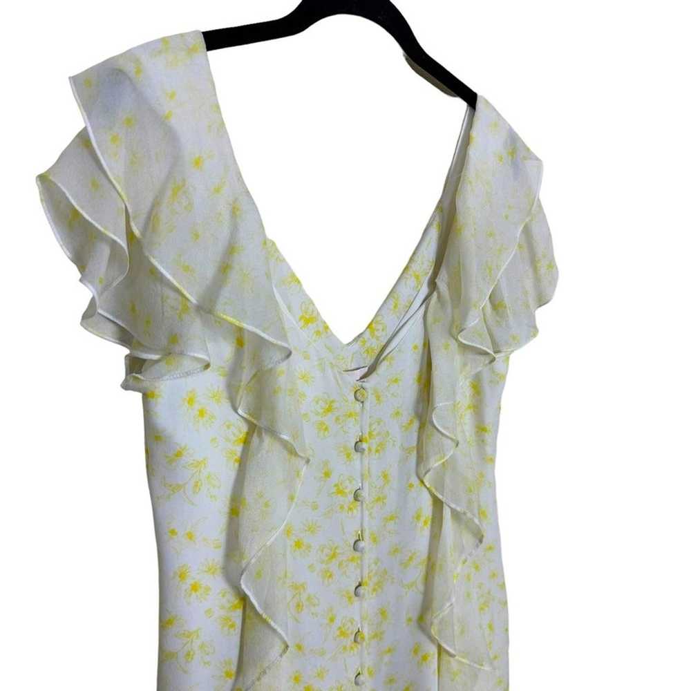 Cinq a Sept Pale Yellow Floral Ruffle Silk Mini D… - image 10