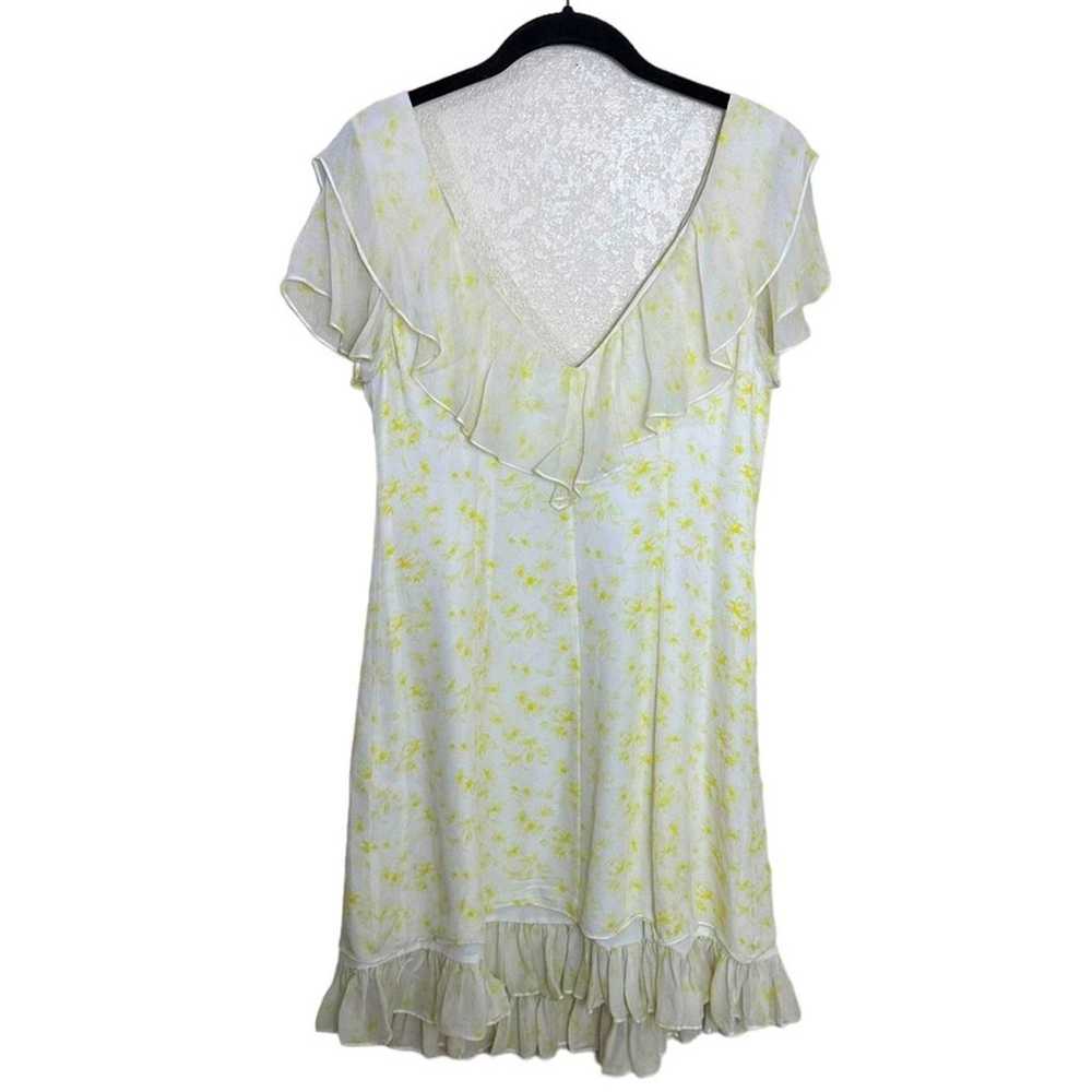 Cinq a Sept Pale Yellow Floral Ruffle Silk Mini D… - image 11