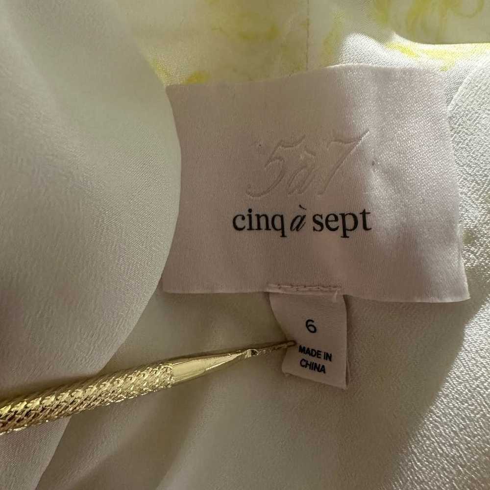 Cinq a Sept Pale Yellow Floral Ruffle Silk Mini D… - image 3