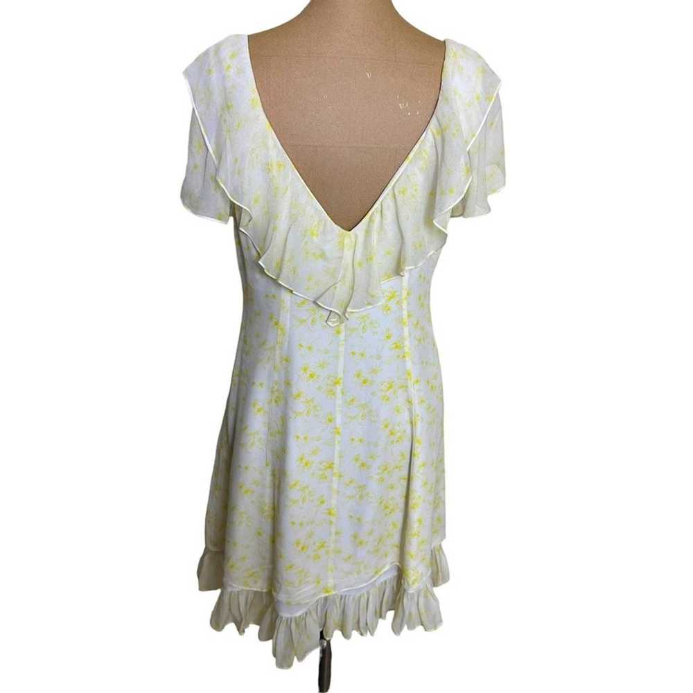 Cinq a Sept Pale Yellow Floral Ruffle Silk Mini D… - image 6