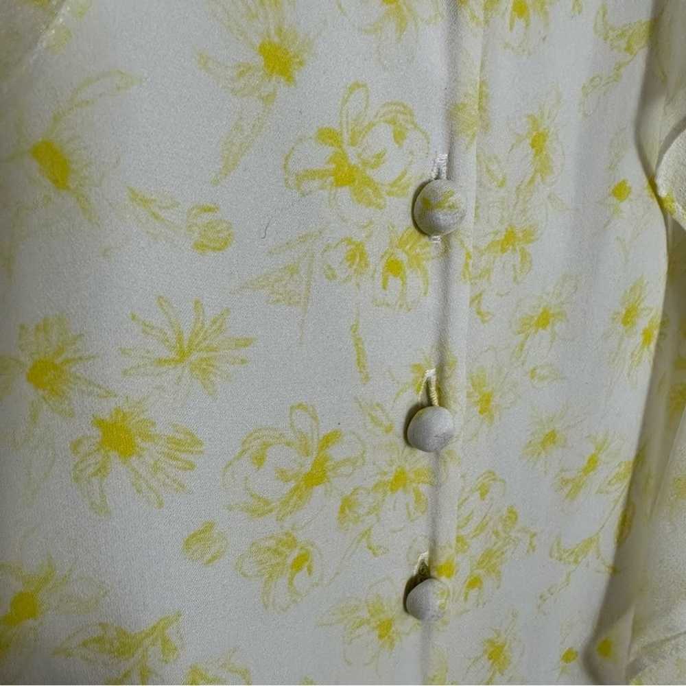 Cinq a Sept Pale Yellow Floral Ruffle Silk Mini D… - image 8