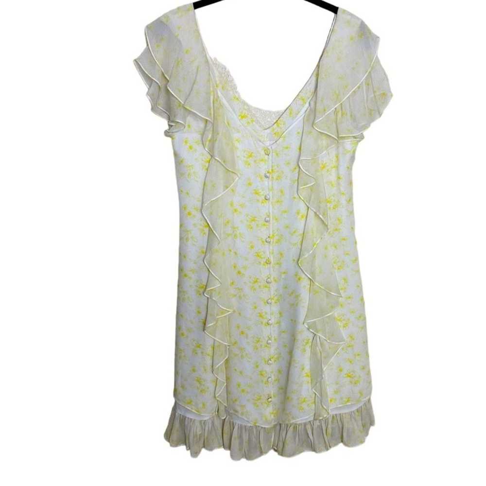 Cinq a Sept Pale Yellow Floral Ruffle Silk Mini D… - image 9