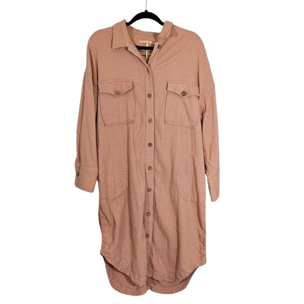 Free People Tan Long Button Down Shacket Dress Si… - image 3