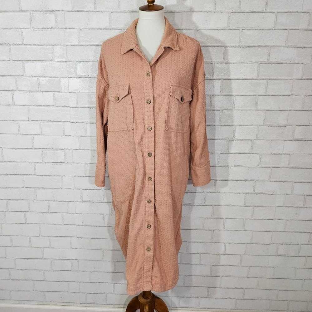 Free People Tan Long Button Down Shacket Dress Si… - image 5