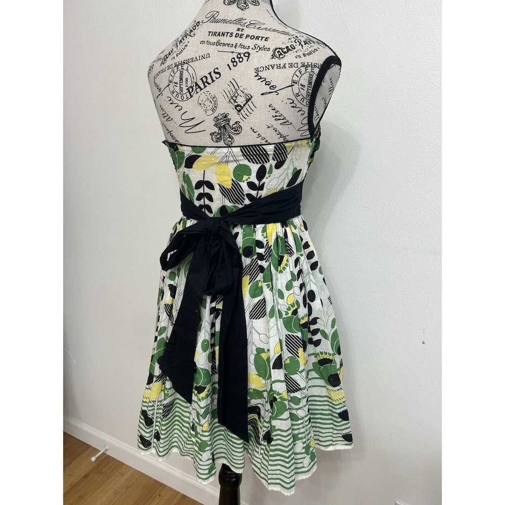 Retro XOXO Lemon Lime Strapless Dress Pockets Whi… - image 2