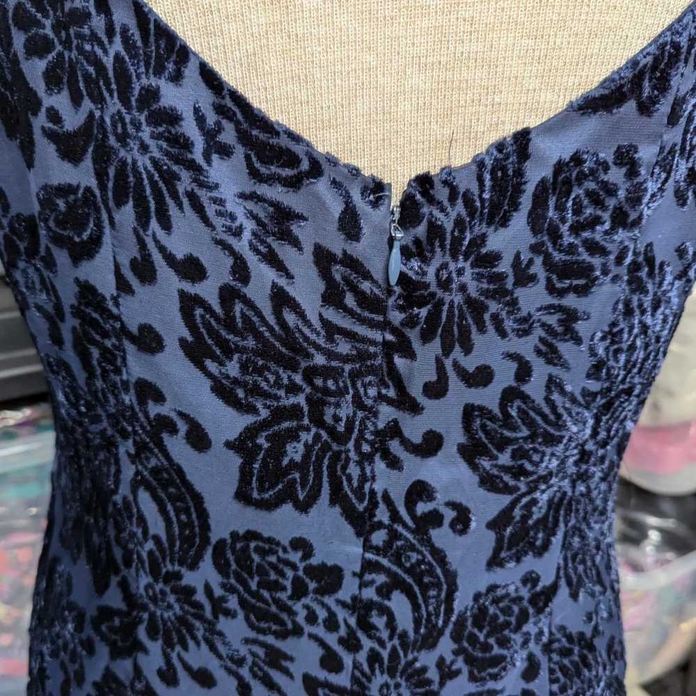 Vtg 1990s Bari-Jay Navy Blue Floral Burnout Velve… - image 5