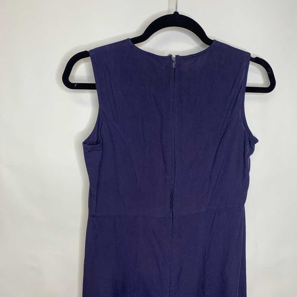 Vintage Blue Purple A Line Dress 100% Silk Sz 4 - image 4