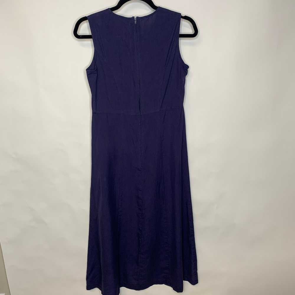 Vintage Blue Purple A Line Dress 100% Silk Sz 4 - image 5