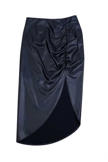 Veronica Beard - Black Ruched Faux Leather Skirt S