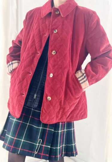 rouge Burberry quilted corduroy nova check coat