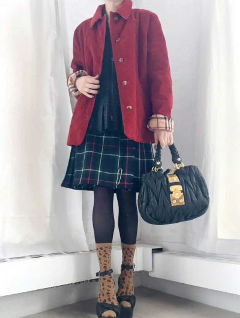 rouge Burberry quilted corduroy nova check coat - image 2