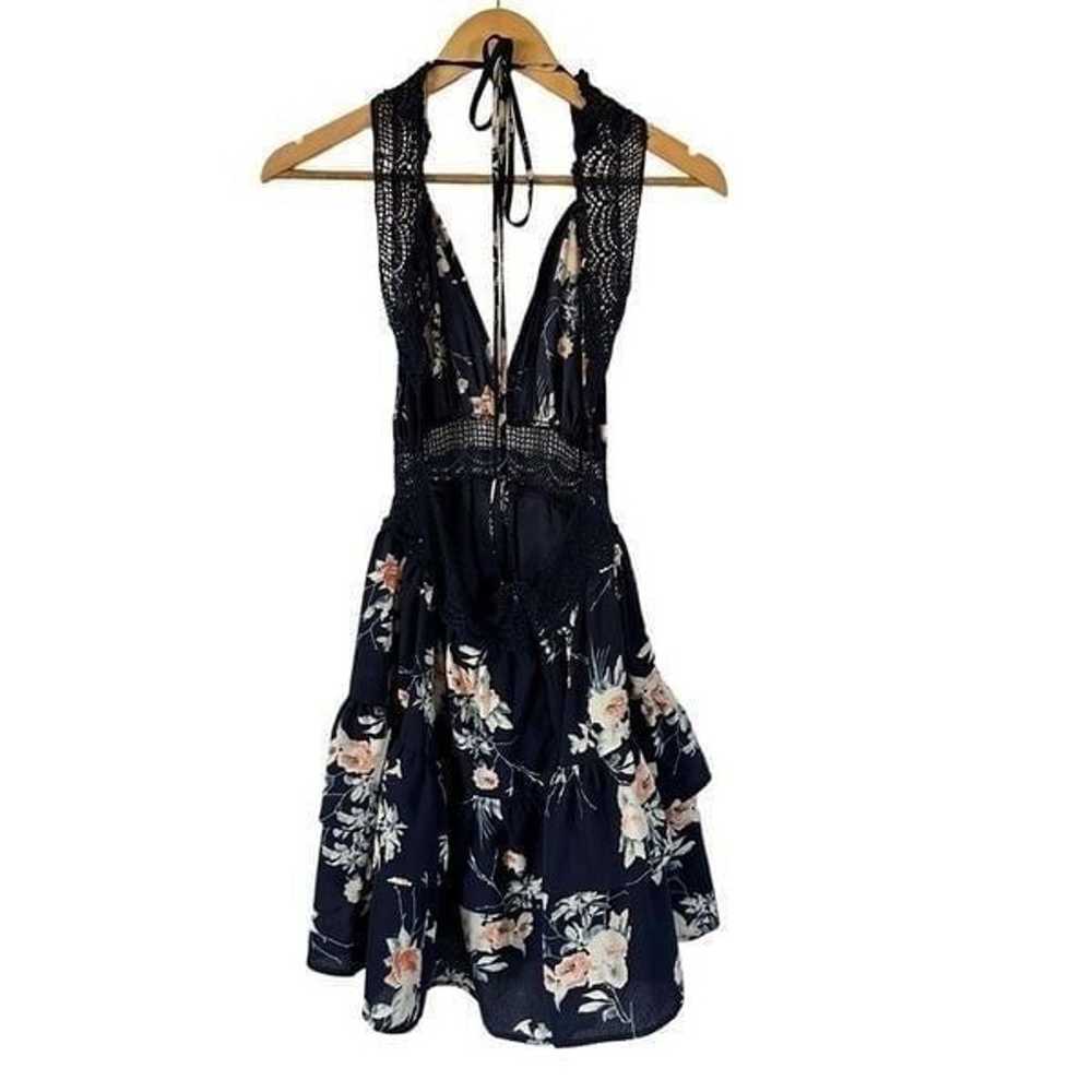 Floral Print Navy Blue Lace Sleeveless Casual Sma… - image 7