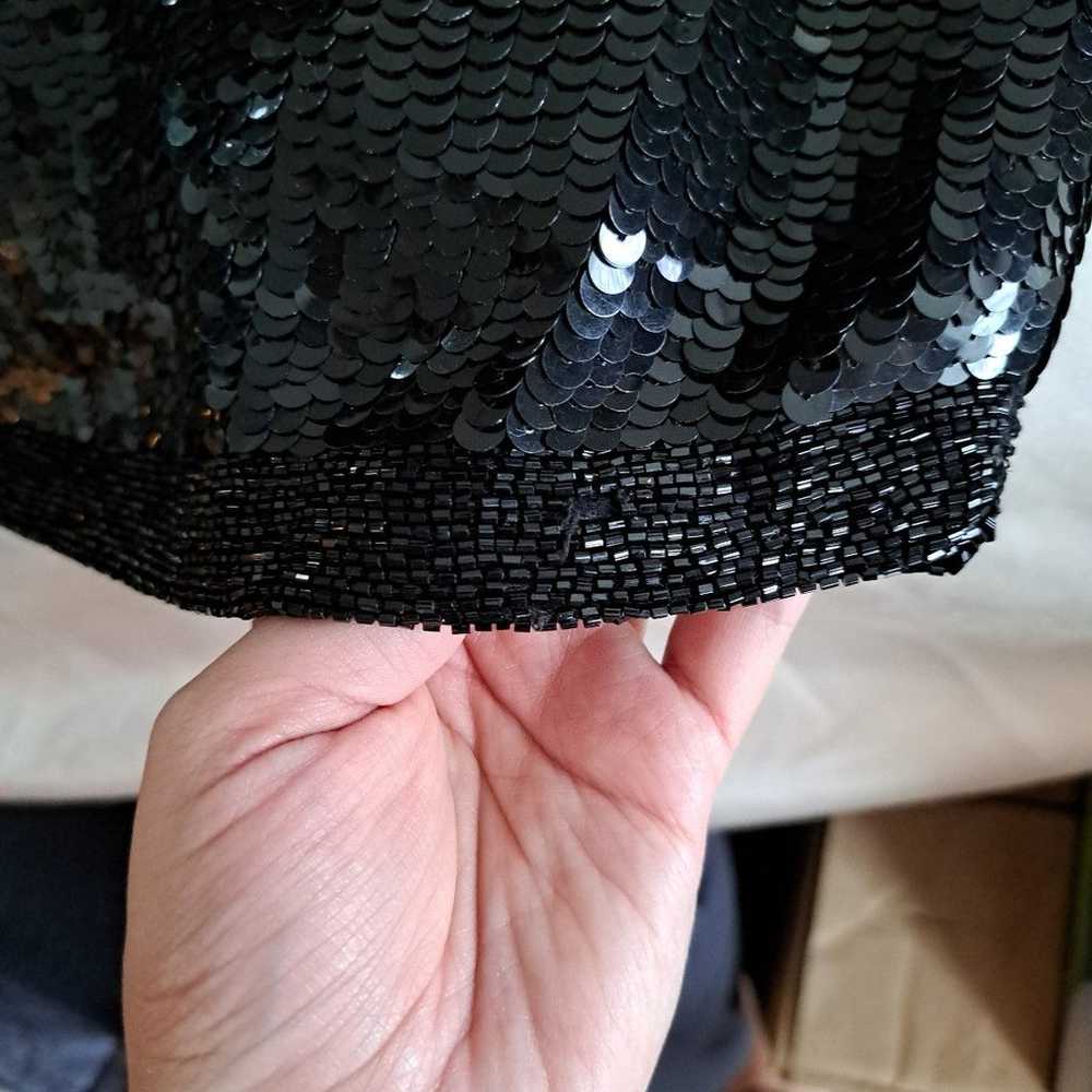 Vintage black sequin mini dress - image 3