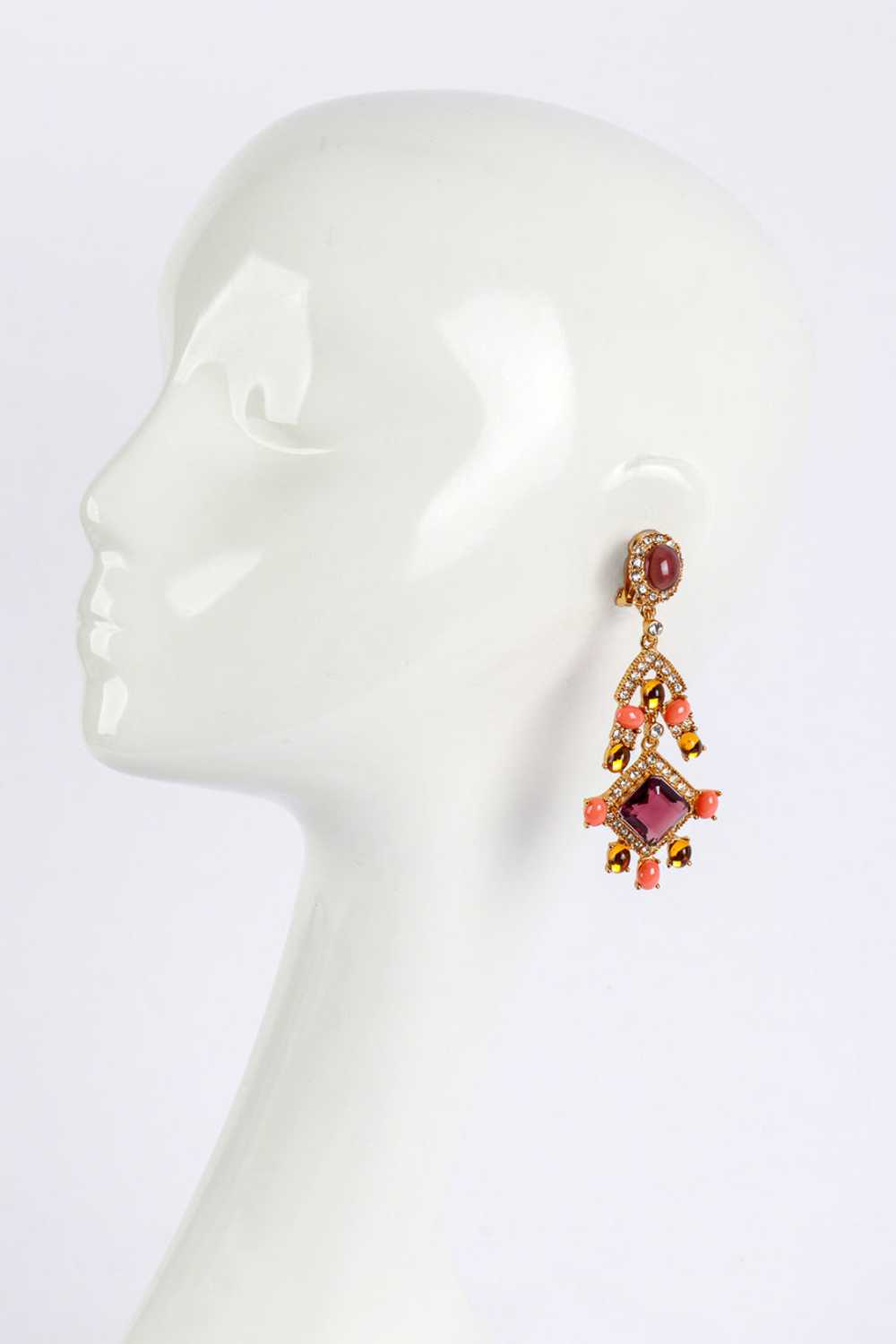 KENNETH JAY LANE Crystal & Vermillion Cabochon Ch… - image 2