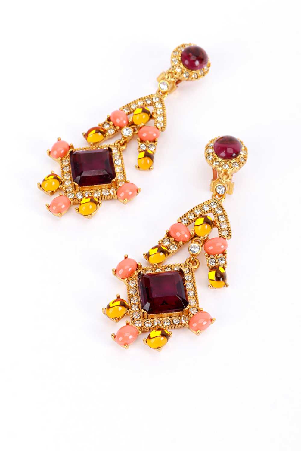 KENNETH JAY LANE Crystal & Vermillion Cabochon Ch… - image 3