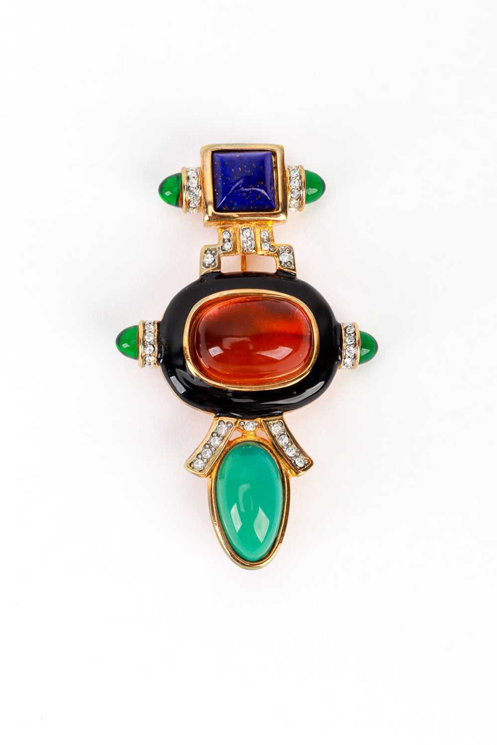 KENNETH JAY LANE Art Deco Cabochon Bar Brooch - image 1