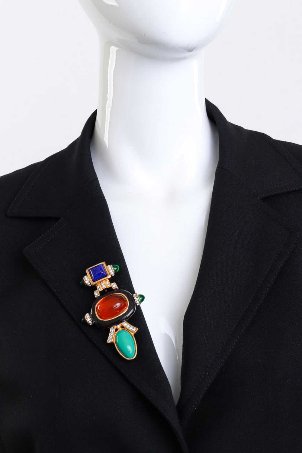 KENNETH JAY LANE Art Deco Cabochon Bar Brooch - image 2