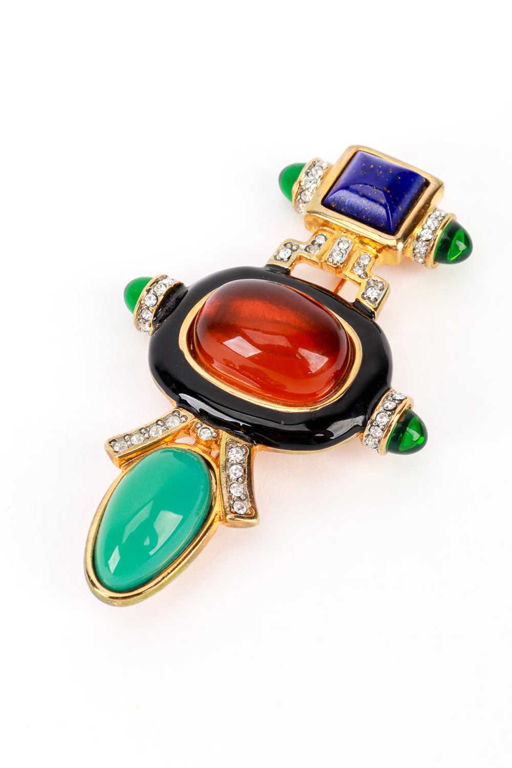 KENNETH JAY LANE Art Deco Cabochon Bar Brooch - image 3