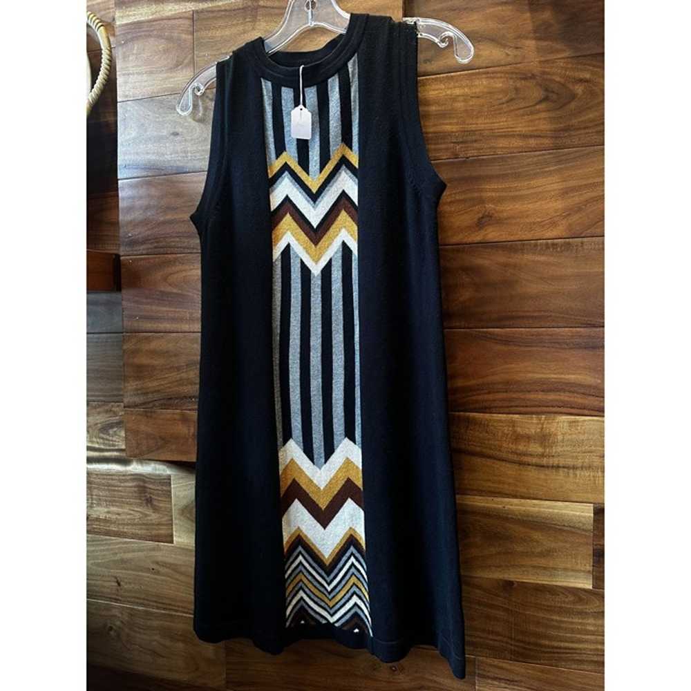 Vintage Sleeveless Black Knit Dress with Chevron … - image 2