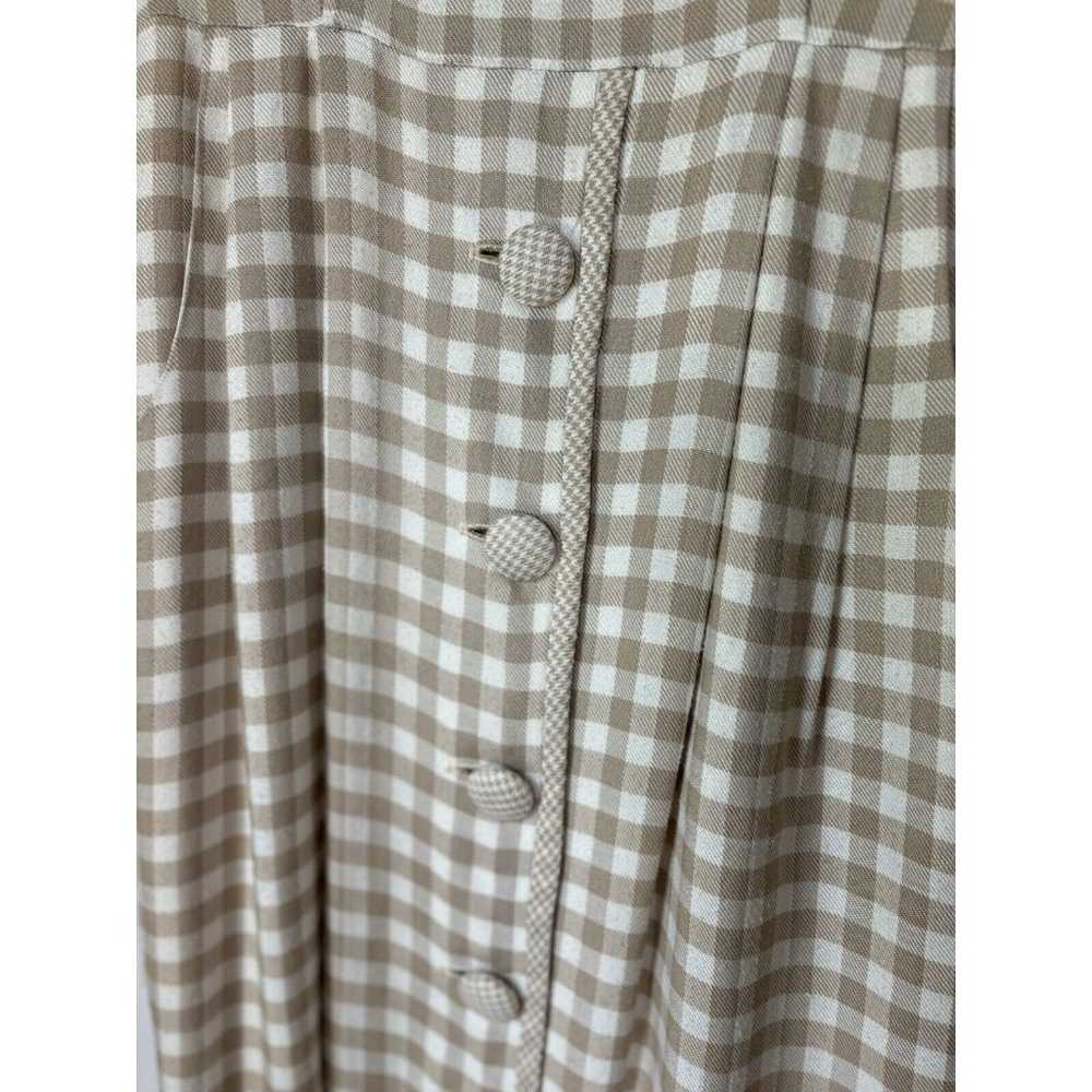 Julian Taylor Dress Sz 6 Cream/White/Tan Gingham … - image 2