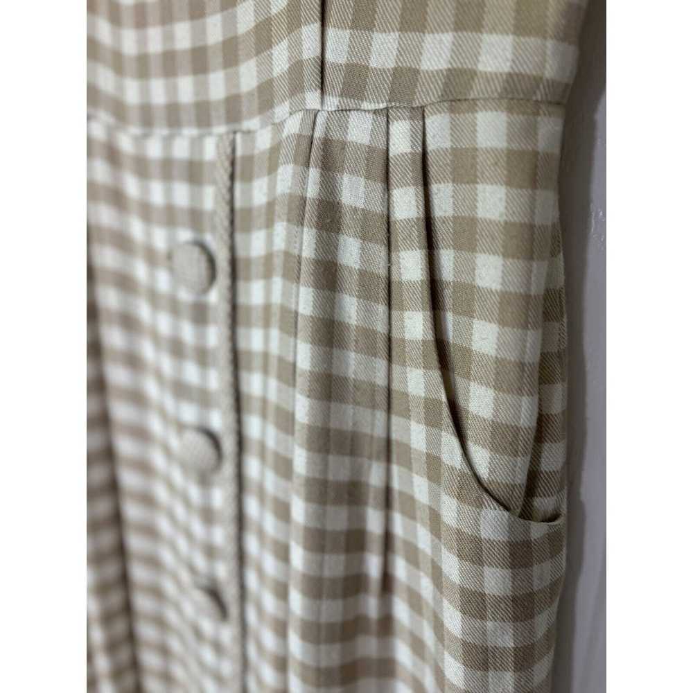 Julian Taylor Dress Sz 6 Cream/White/Tan Gingham … - image 3