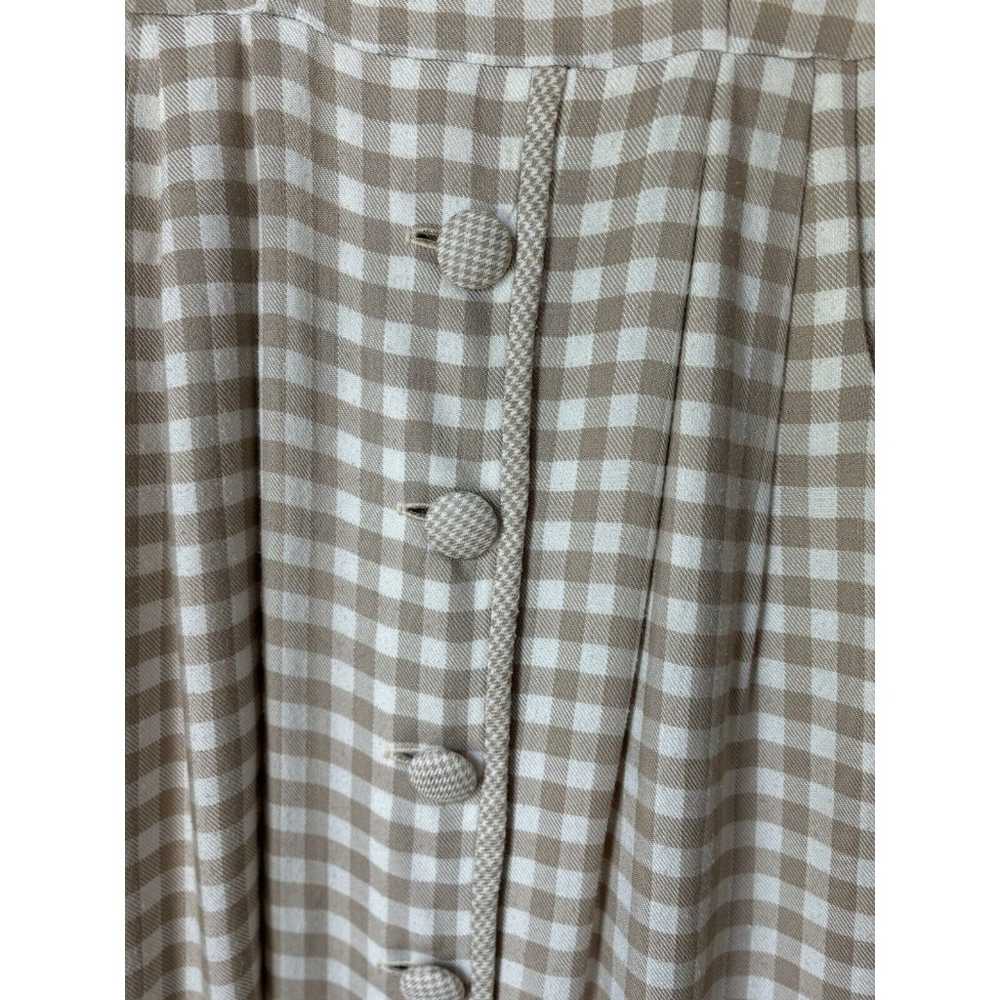 Julian Taylor Dress Sz 6 Cream/White/Tan Gingham … - image 6