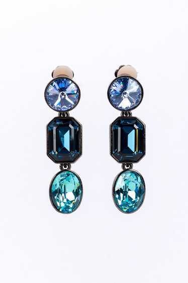 OSCAR DE LA RENTA Blues Crystal Link Drop Earrings