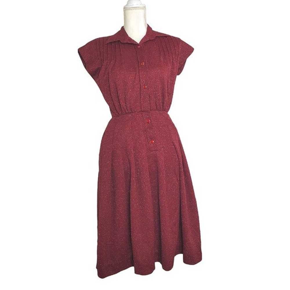 Vintage 70s Handmade Shirt Dress Short Button Fro… - image 1