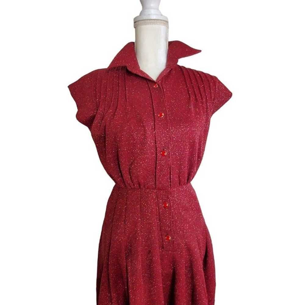 Vintage 70s Handmade Shirt Dress Short Button Fro… - image 4