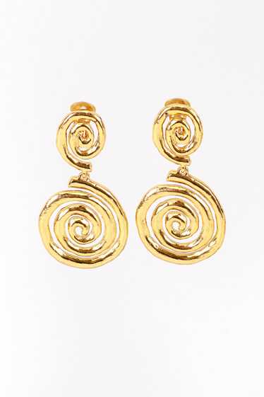 OSCAR DE LA RENTA Golden Spiral Drop Earrings - image 1