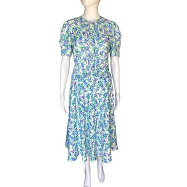 Vintage 90s Maggy London Floral Skirt & Blouse Set