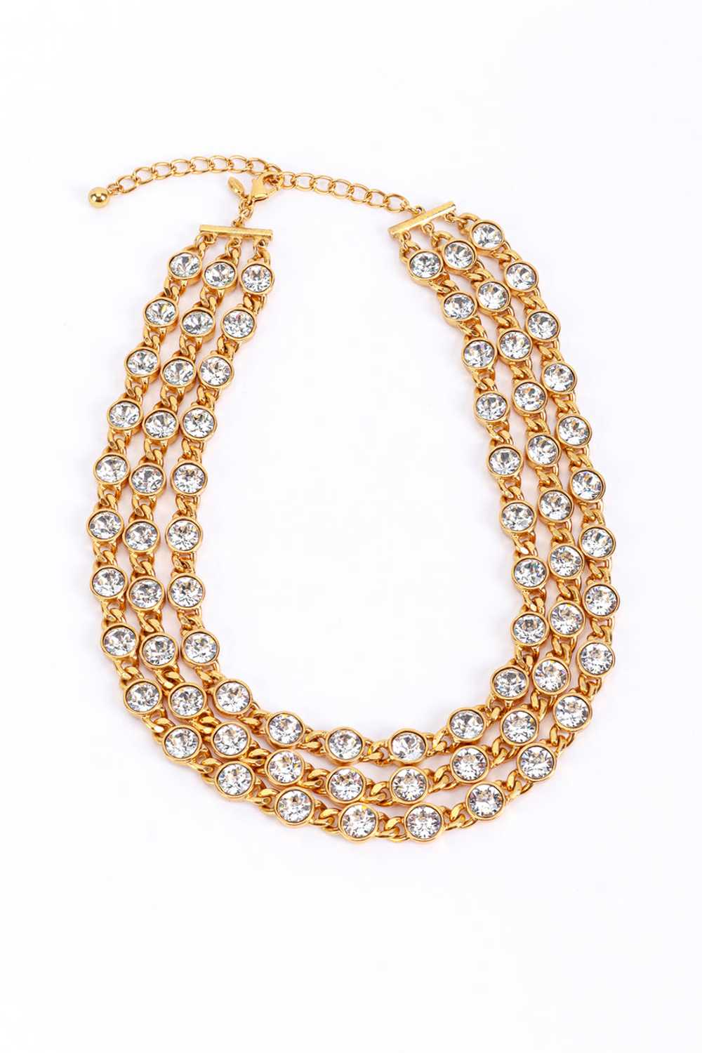 KENNETH JAY LANE 3-Strand Gold Crystal Collar Nec… - image 1