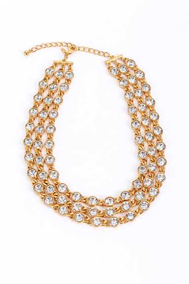 KENNETH JAY LANE 3-Strand Gold Crystal Collar Neck