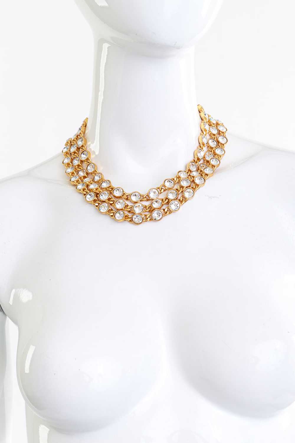 KENNETH JAY LANE 3-Strand Gold Crystal Collar Nec… - image 2