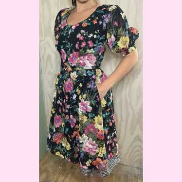 Vintage Floral Puff Sleeve Romantic Dress - image 1