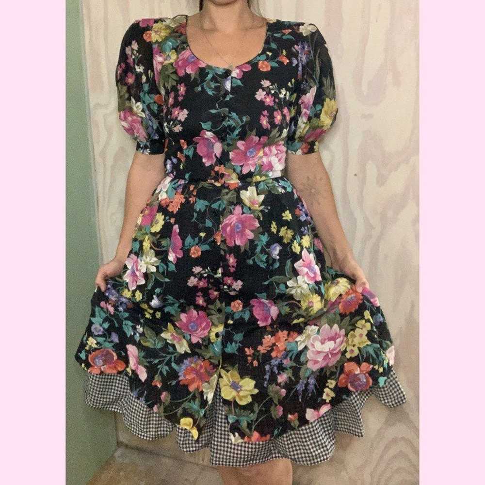 Vintage Floral Puff Sleeve Romantic Dress - image 2