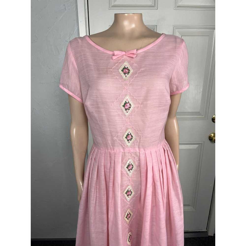 Vintage 70s Sears Women Dress Party Semi sheer Co… - image 2