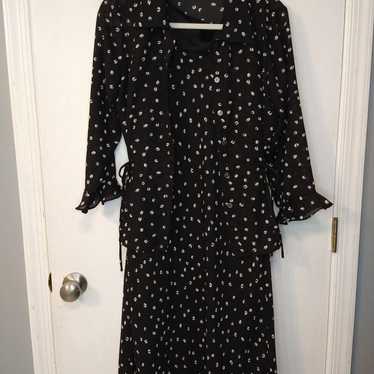 Vintage 90's Y2K Black Polka Dot Two Midi Piece D… - image 1