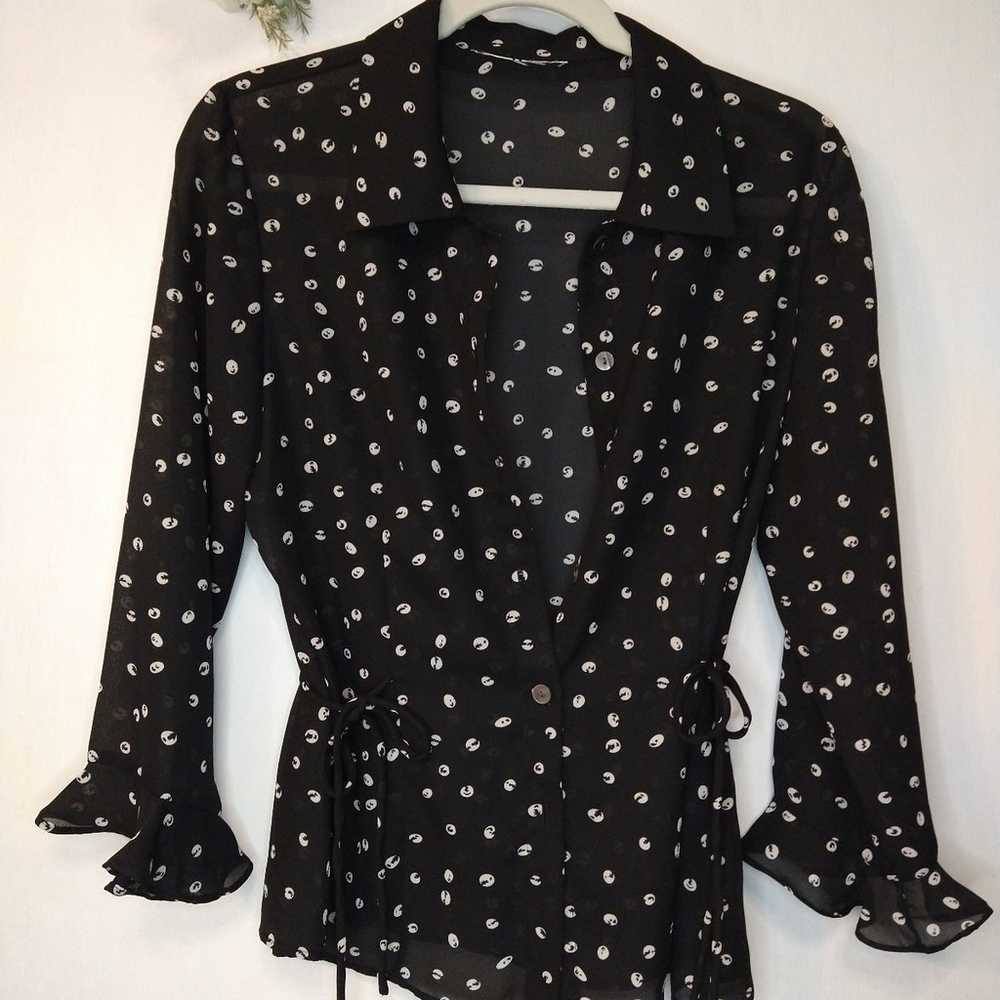 Vintage 90's Y2K Black Polka Dot Two Midi Piece D… - image 4