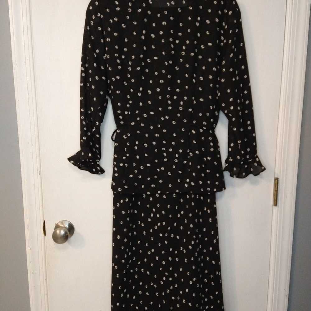 Vintage 90's Y2K Black Polka Dot Two Midi Piece D… - image 6