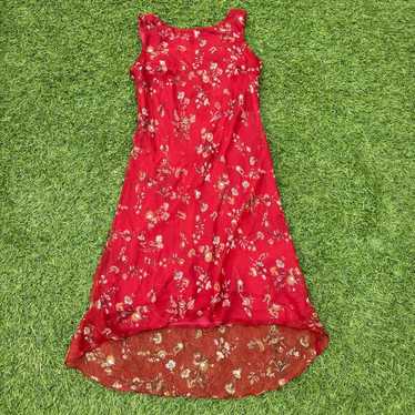 Red floral midi dress - image 1