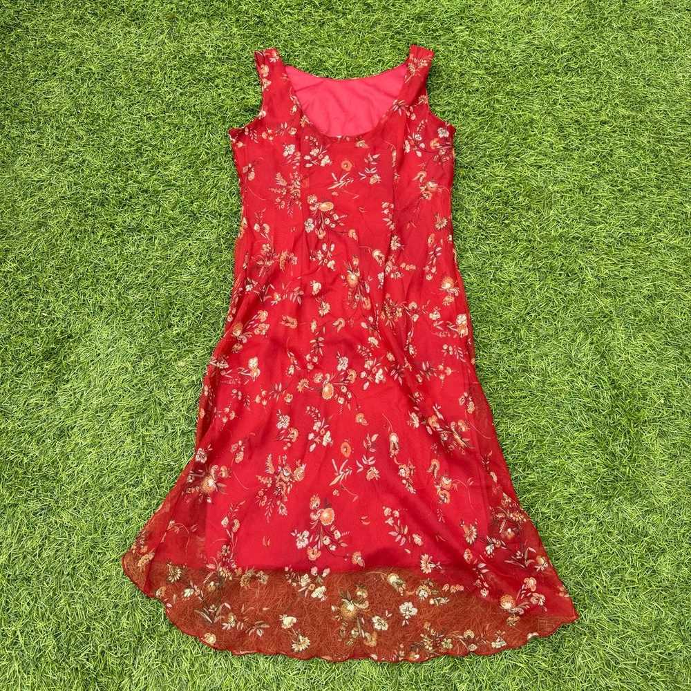 Red floral midi dress - image 2