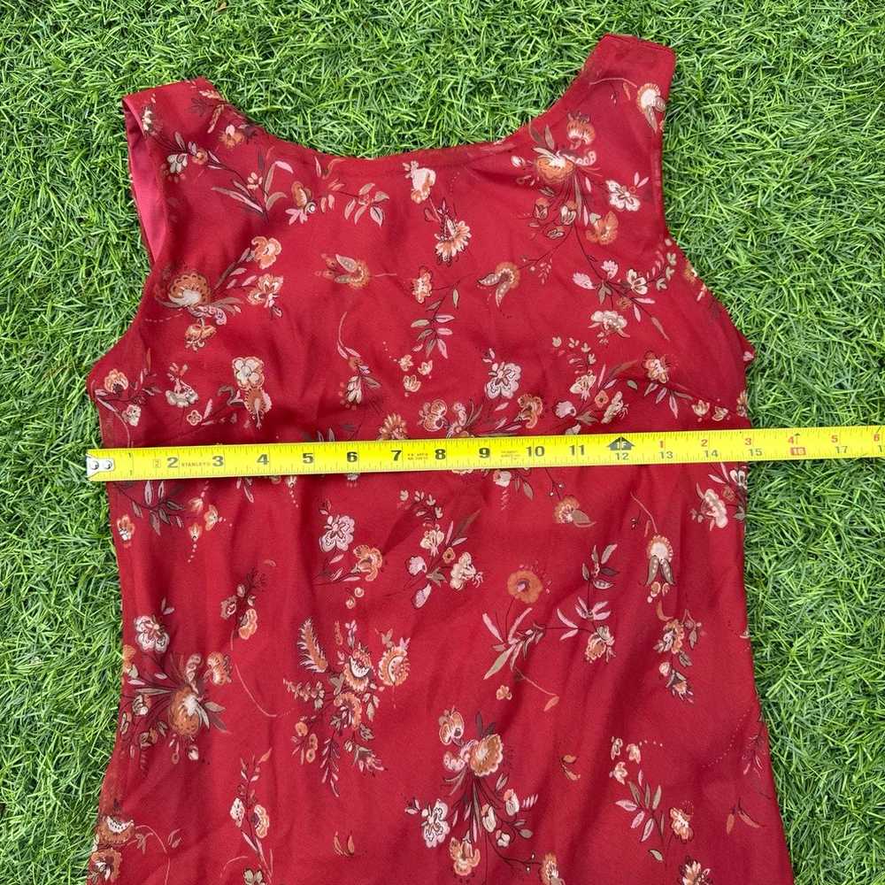 Red floral midi dress - image 4