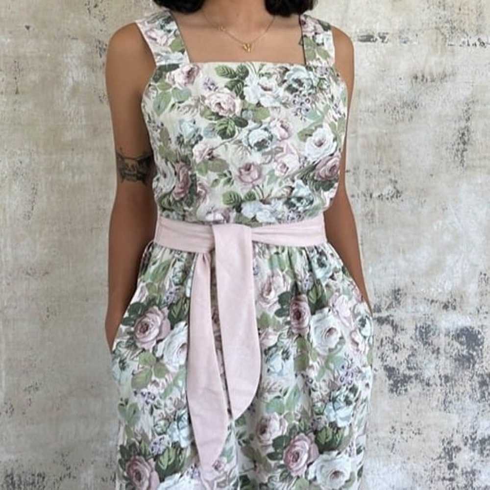 Vintage 70s Lanz Pastel Floral Tea Length Dress - image 2